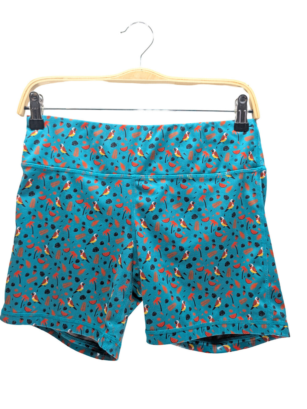 IAB MFG Bike Shorts High Rise Stretch Teal Tropical Print